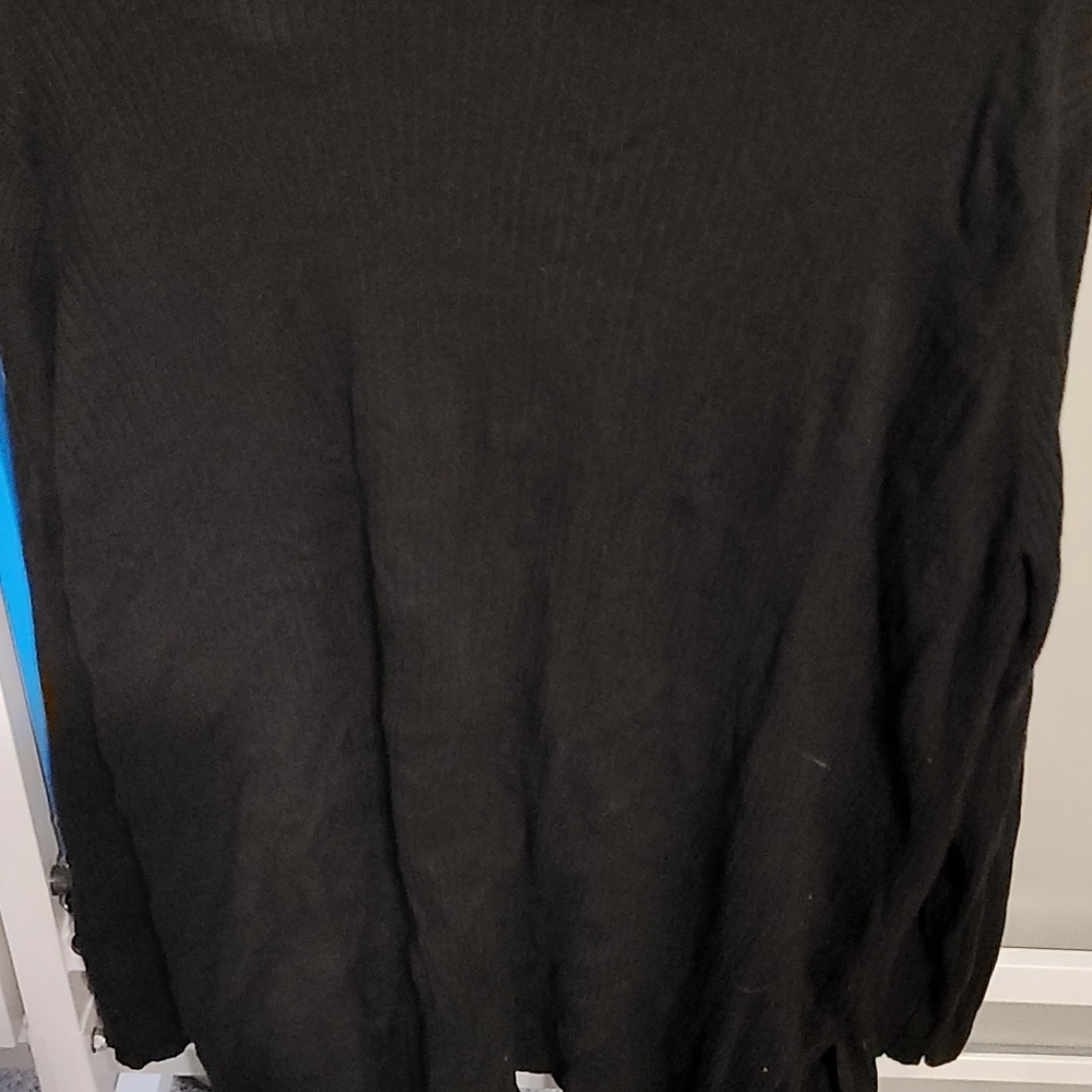 Black sweater long open cardigan